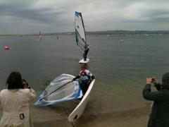 Emma and Tom windsurfing