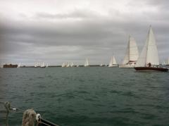 Some of the 76 boats approaching Fort de l'Ouest