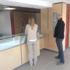 Magali and Thierry at the reception counter