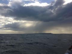 Squally shower off Portland - wind by this time 20-25 knots!