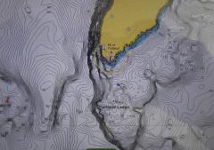 Sonar chart of the seabed off the Bill - note the deep hole!