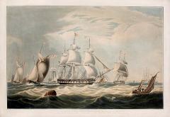 The fleet leaves Spithead en route for Cherbourg, the 'Falcon' in centre