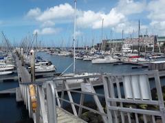 Cherbourg in the sunshine from the top of my pontoon