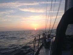 Aliya begins her 50th birthday year with a January Channel crossing, sunrise a long way south