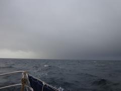 Not what you need before breakfast - 20 knot squall off La Hague...