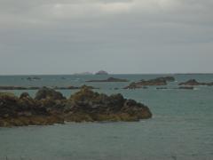 View across the Swinge towards Ortac and the Casquets - the weather getting better!