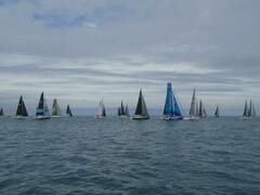 IRC fleet heading off upwind in a light N breeze