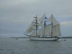 The Marité adds some classic style to the event, with Cap Levi in the background