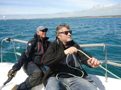 Mark and Wilfried concentrate on the downwind leg...