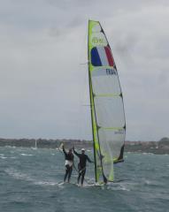 Manu and Steph after their medal race win