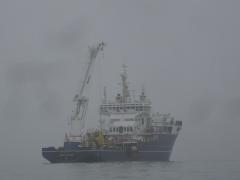 Trinity House vessel GALATEA buoy-laying outside Weymouth Bay