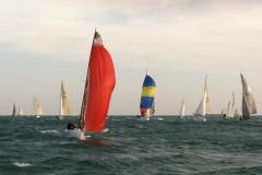 RWH leads the fleet before breaking her mainsheet attachment