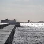 The start of YCC's Transmanche 2013 - note the spray coming over the breakwater!