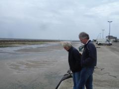 Jo and Stuart wonder where the water went at Carteret.