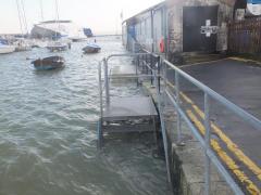 Just missed tide, top step was covered at highest tide 3/1/14 08.55am