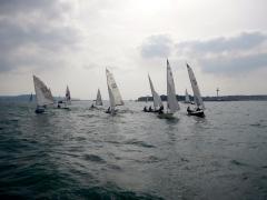 Dinghys gather for the start